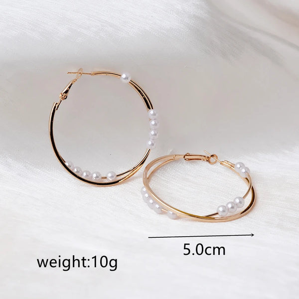 Drop Hoop Pearl Earrings