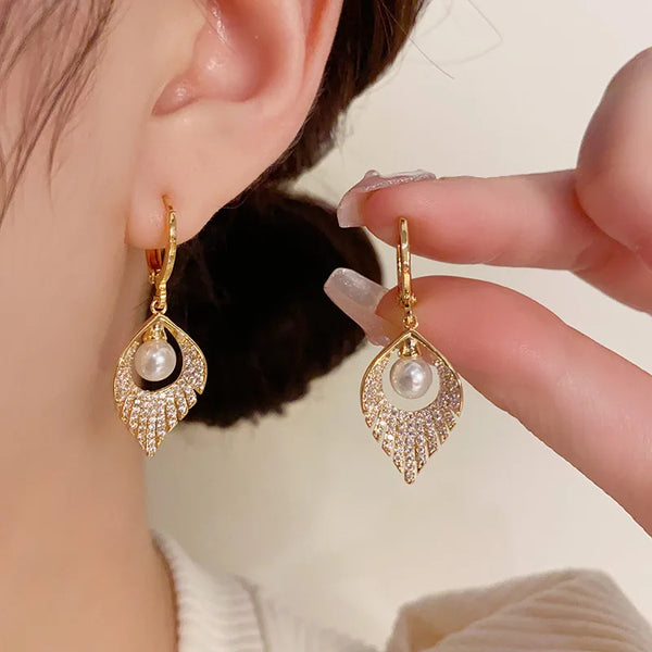 Elegant Design Pearl Drop Earrings For Women