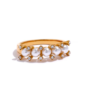 Elegant Pearl And Diamond Ring for Women