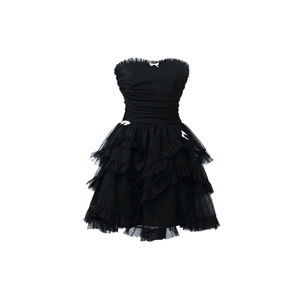 Fairytale Bow Black Mini Dress 