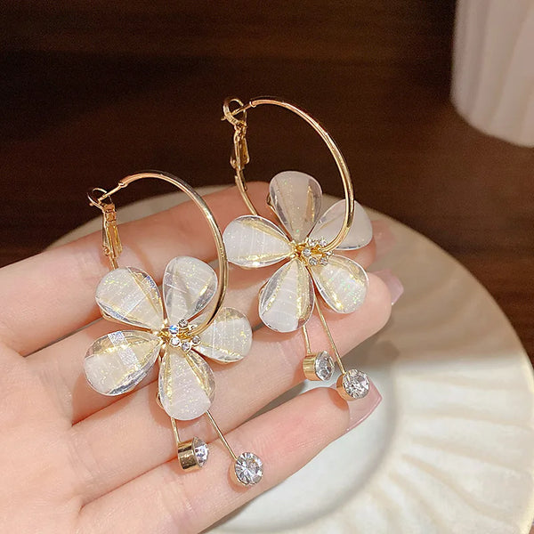 Fashion Flower Trend Exquisite Pearl Drop Earrings