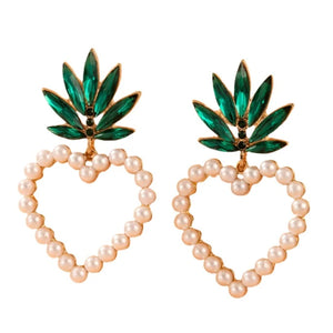 Fashion Pearl Love Heart Drop Earrings