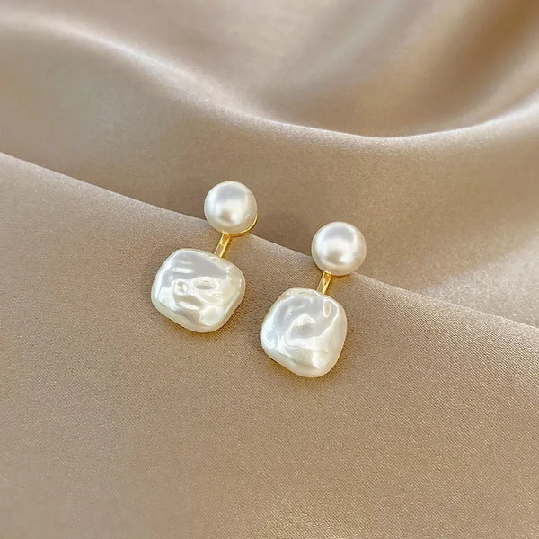 Fashion Square Drop Pearl Earrings