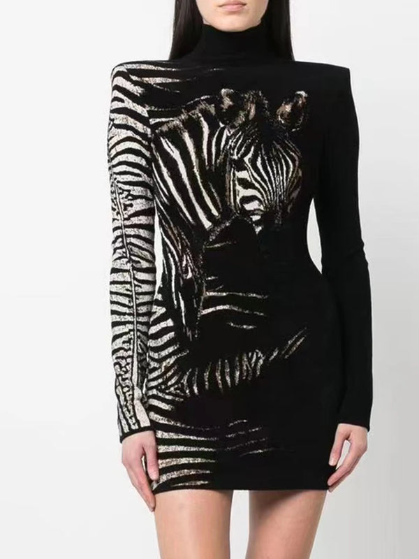 Fashion Zebra Black Mini Dress