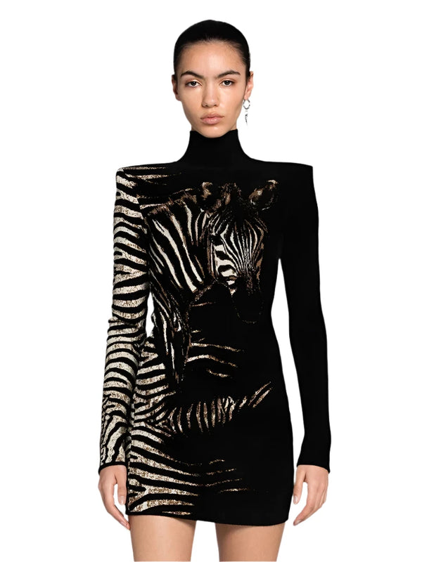 Fashion Zebra Black Mini Dress