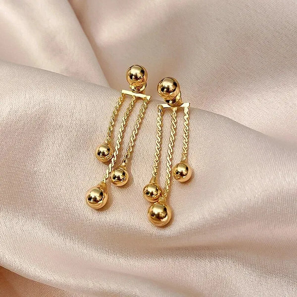 Gold Color Long Pearl Earrings Drop