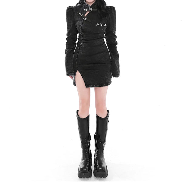 Gothic Punk Black Mini Dress