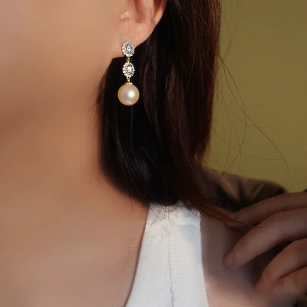 Light Shiny Crystal Drop Flower Earrings