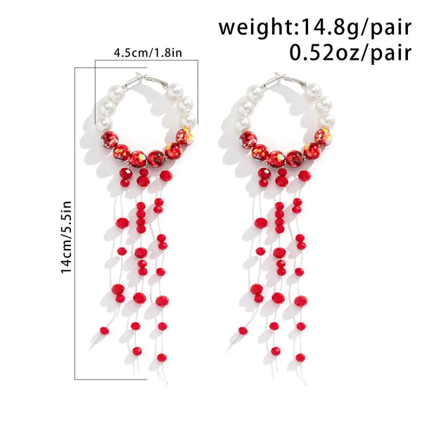 Long Drop Earrings Pearl