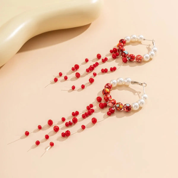 Long Drop Earrings Pearl