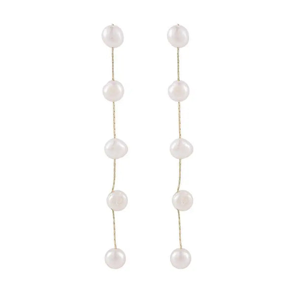 Long Drop Pearl Earrings