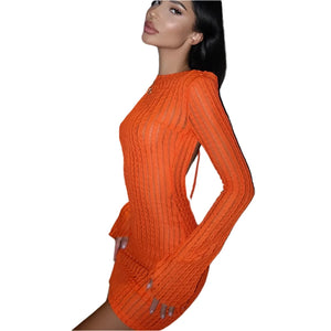 Long Sleeve Backless Mini Dress