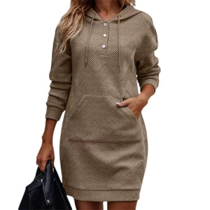 Long Sleeve Casual Hooded Dress