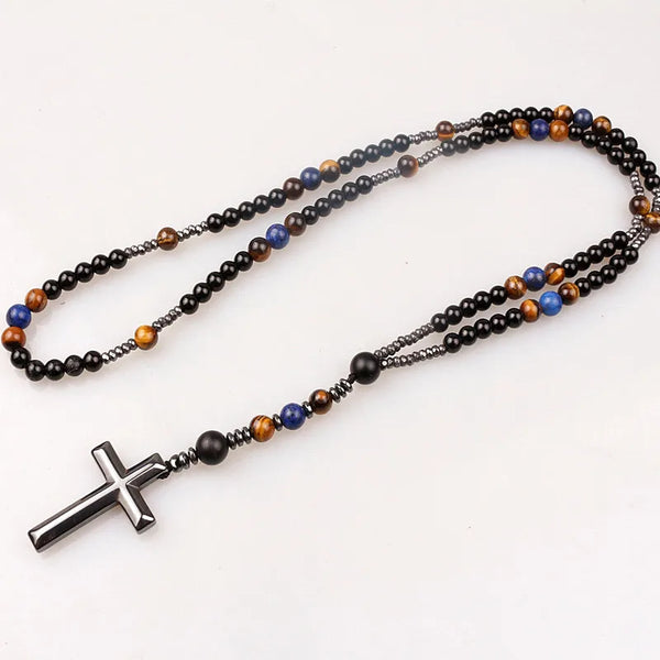 Men's Pearl Cross Necklace