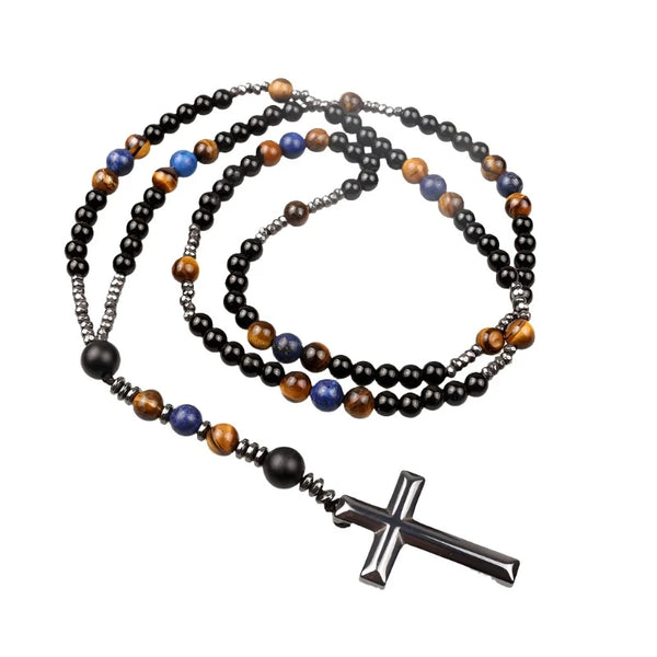 Men's Pearl Cross Necklace