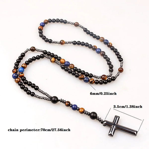 Men's Pearl Cross Necklace