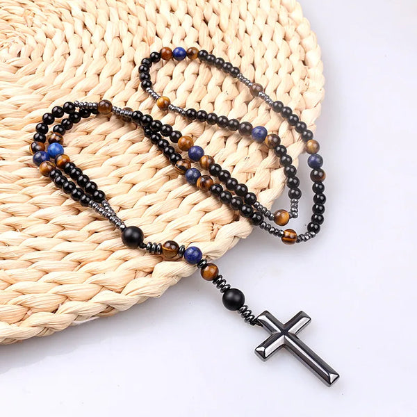 Men's Pearl Cross Necklace