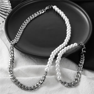 Men's Pearl Necklace And Bracelet Set