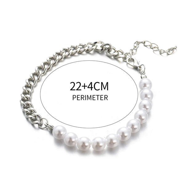 Men's Pearl Necklace And Bracelet Set