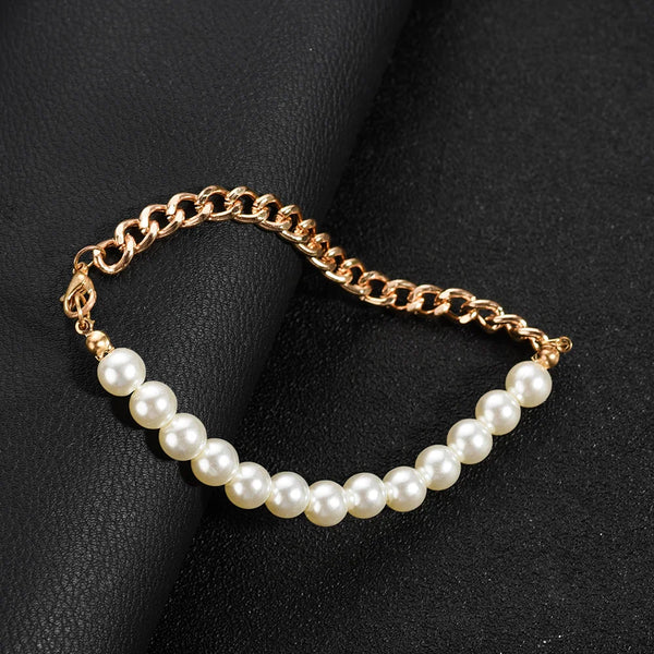 Men's Pearl Necklace And Bracelet Set