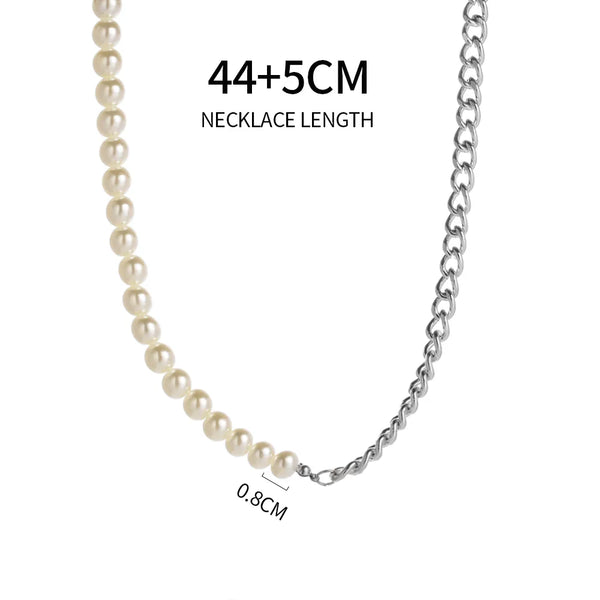 Men's Pearl Necklace And Bracelet Set