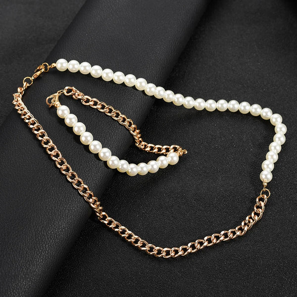 Men's Pearl Necklace And Bracelet Set