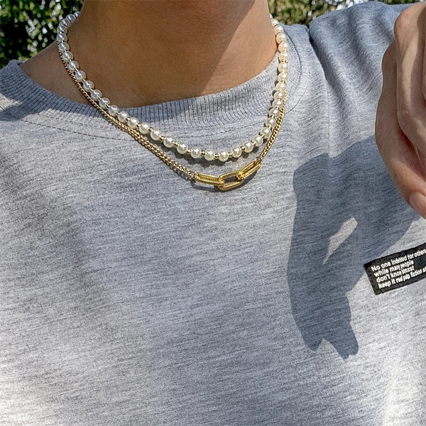 Men's Pearl Chain Necklace