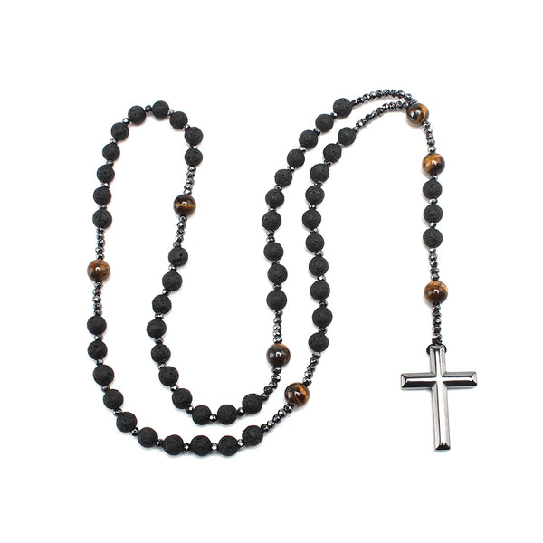 Mens Pearl Necklace With Cross