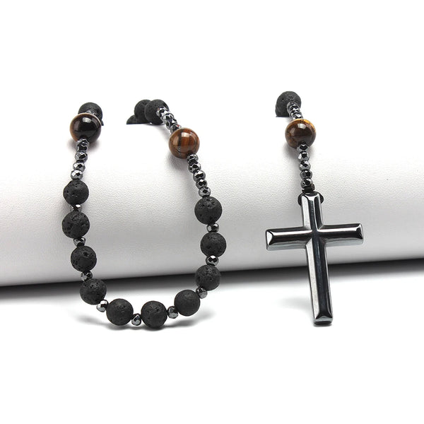 Mens Pearl Necklace With Cross