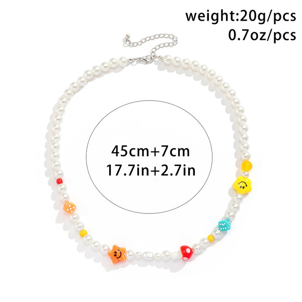 Mens Pearl Necklace With Smiley Face