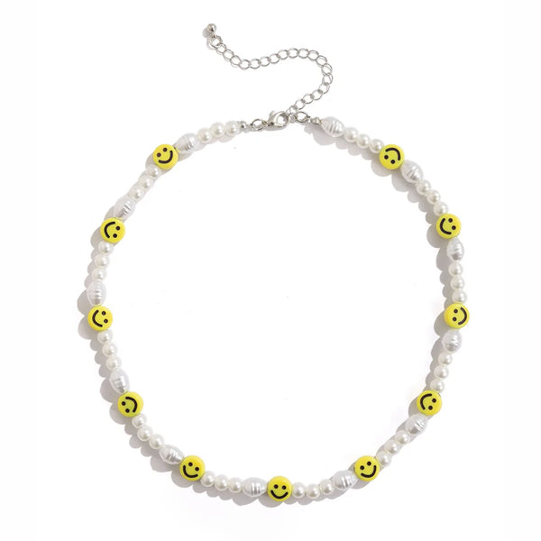 Men's Smiley Face Pearl Necklace