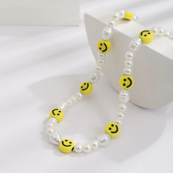 Men's Smiley Face Pearl Necklace