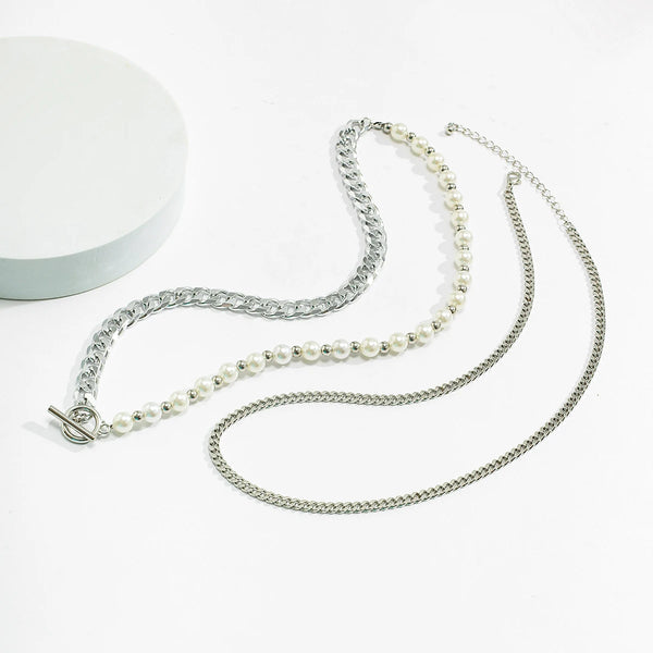 Mens White Pearl Necklace