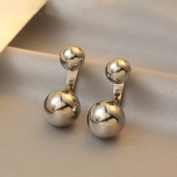 Metal Ball Drop Pearl Earrings