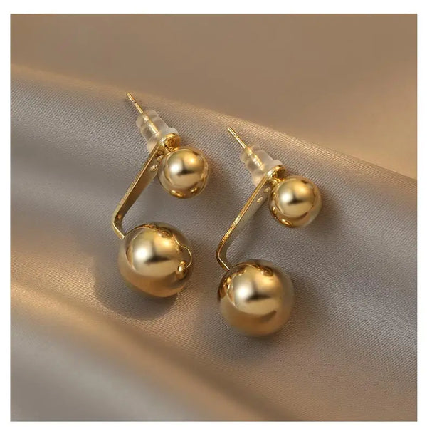 Metal Ball Drop Pearl Earrings