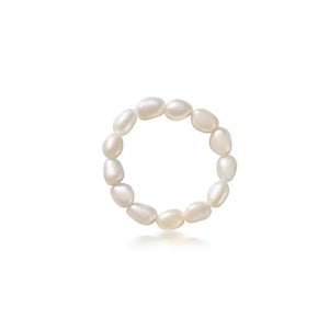 Minimalist Pearl Elastic Ring For Women