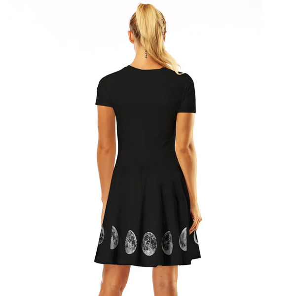 Moon Phase Black Mini Dress