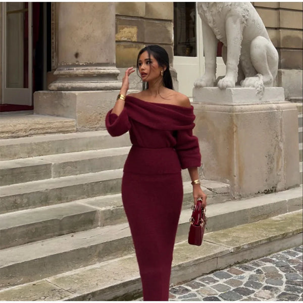 Off Shoulder Long Sleeve Dress