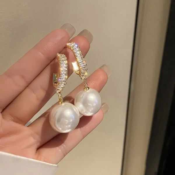 Pearl And Diamond Drop Earrings