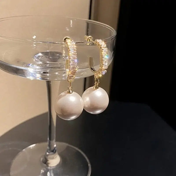 Pearl And Diamond Drop Earrings