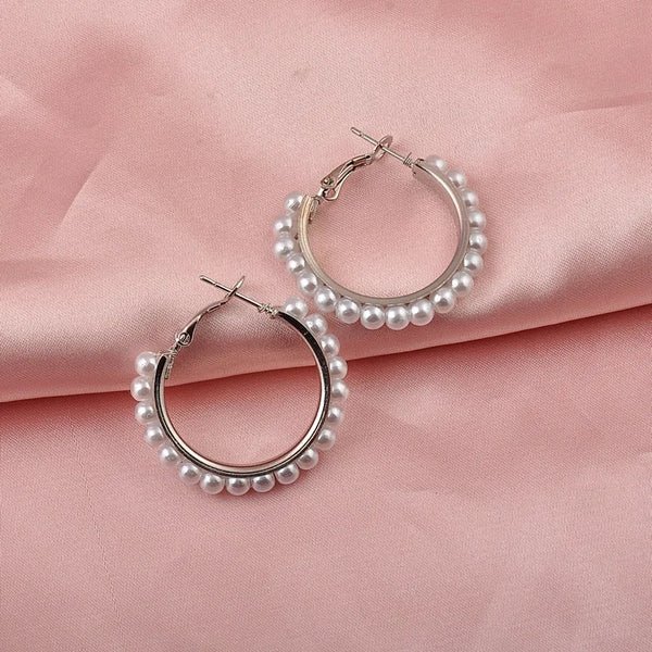 Pearl Drop Earrings Hoop