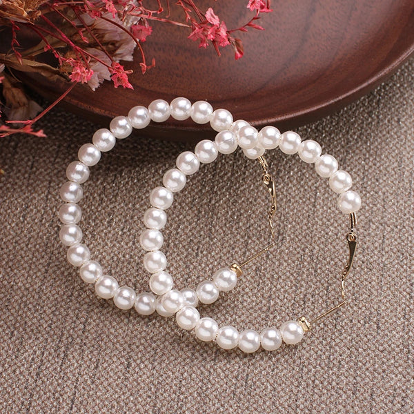 Pearl Drop Hoop Earrings