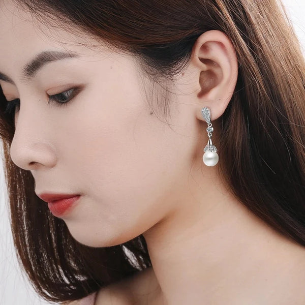 Pearl Earrings Drop Wedding