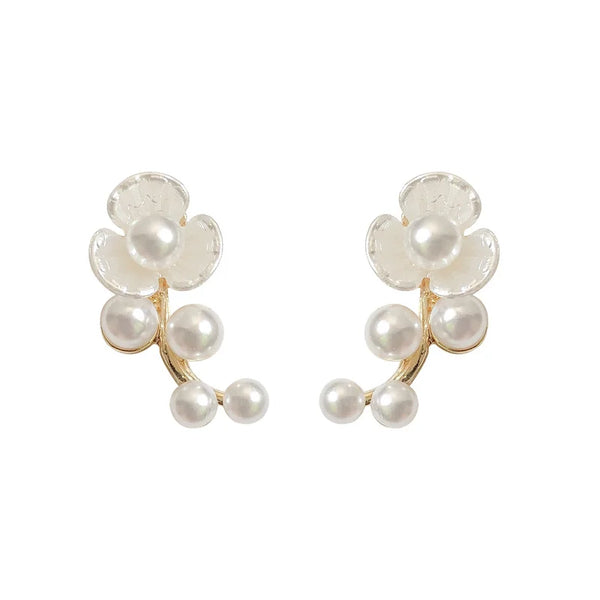 Pearl Flower Drop Earrings