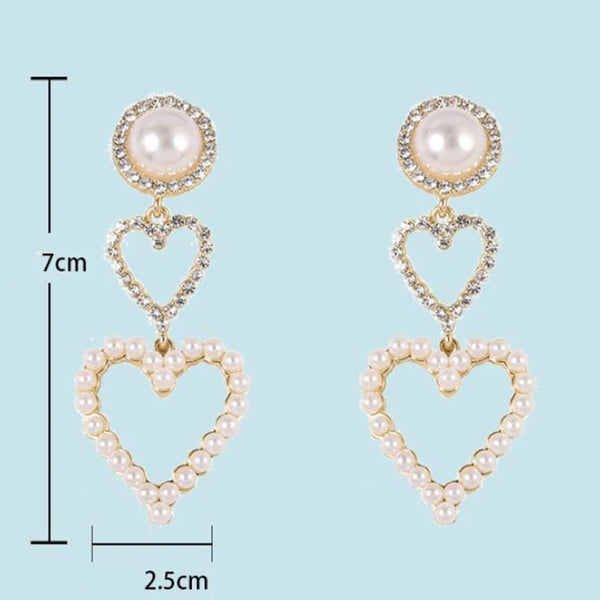 Pearl Heart Drop Earrings