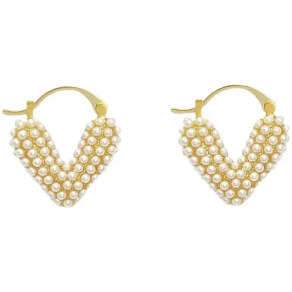 Pearl Heart Earrings Drop