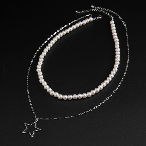 Pearl Men Necklace With Star Pendant