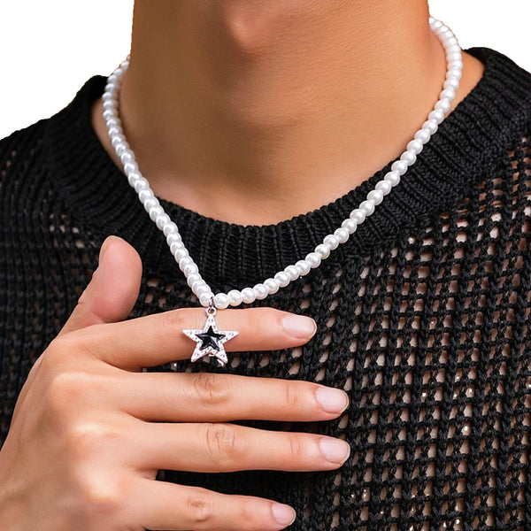 Pearl Necklace Men Fashion