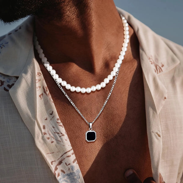 Pearl Necklace Men With Pendant