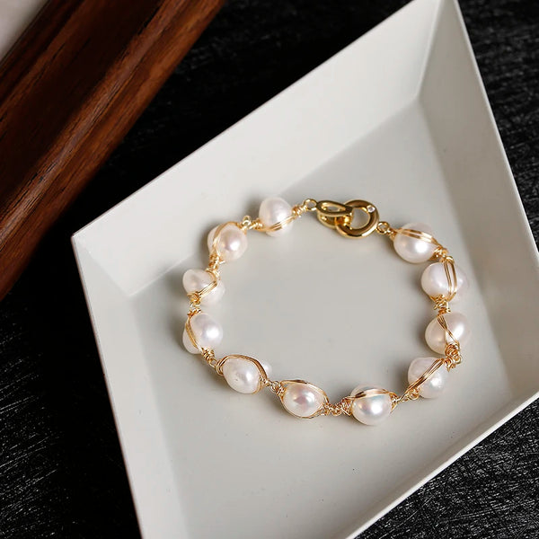 Pearl With Gold Bracelet